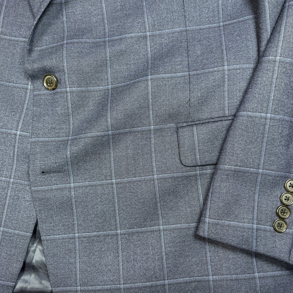 Ralph Ralph Lauren Sport Coat 50L Blue Windowpane Plaid Wool Blend EUC - Picture 2 of 7